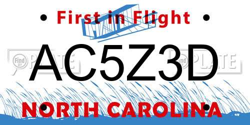 AC5Z3D North Carolina License Plate