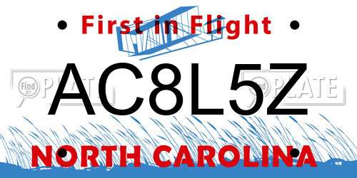 AC8L5Z North Carolina License Plate