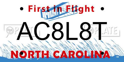 AC8L8T North Carolina License Plate