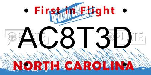 AC8T3D North Carolina License Plate