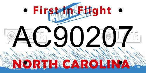 AC90207 North Carolina License Plate