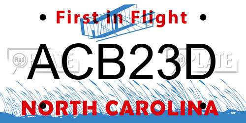 ACB23D North Carolina License Plate