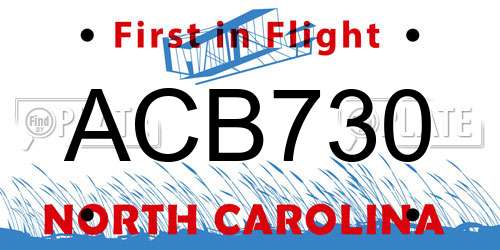 ACB730 North Carolina License Plate