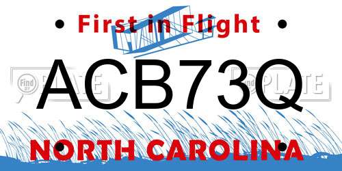 ACB73Q North Carolina License Plate