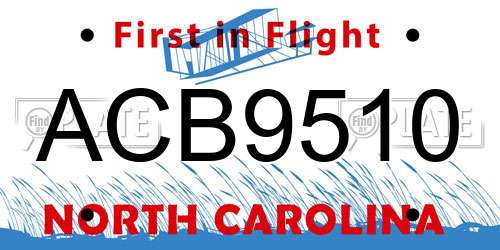 ACB9510 North Carolina License Plate