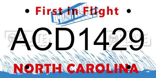 ACD1429 North Carolina License Plate