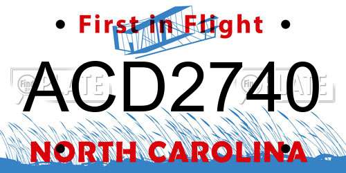 ACD2740 North Carolina License Plate