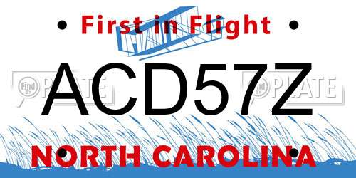 ACD57Z North Carolina License Plate