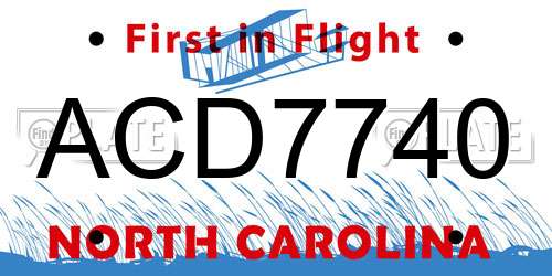 ACD7740 North Carolina License Plate
