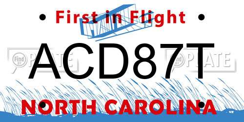 ACD87T North Carolina License Plate