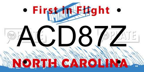 ACD87Z North Carolina License Plate