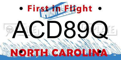 ACD89Q North Carolina License Plate