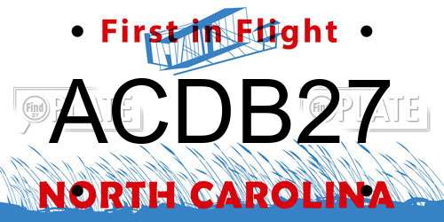 ACDB27 North Carolina License Plate