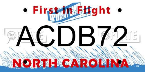 ACDB72 North Carolina License Plate