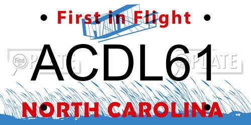 ACDL61 North Carolina License Plate