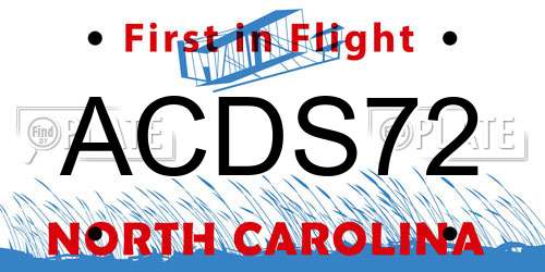 ACDS72 North Carolina License Plate