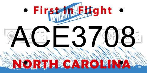 ACE3708 North Carolina License Plate