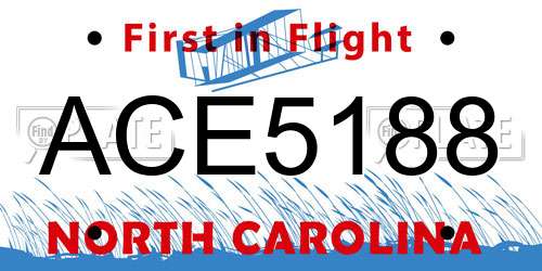 ACE5188 North Carolina License Plate