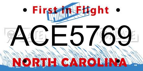 ACE5769 North Carolina License Plate