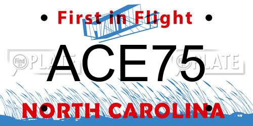 ACE75 North Carolina License Plate