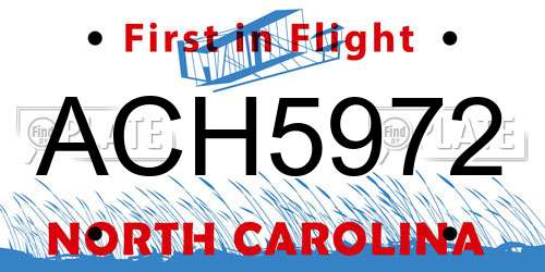 ACH5972 North Carolina License Plate
