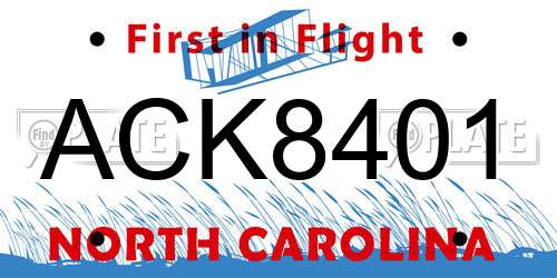 ACK8401 North Carolina License Plate