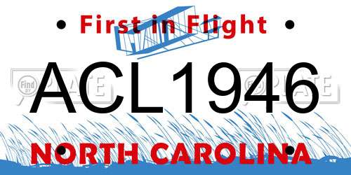 ACL1946 North Carolina License Plate