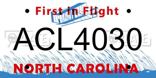 ACL4030 North Carolina License Plate