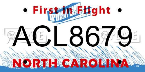 ACL8679 North Carolina License Plate