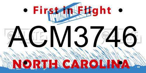 ACM3746 North Carolina License Plate