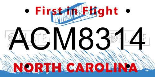 ACM8314 North Carolina License Plate