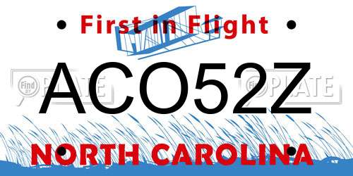 ACO52Z North Carolina License Plate