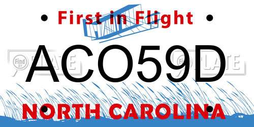 ACO59D North Carolina License Plate