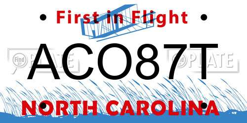 ACO87T North Carolina License Plate