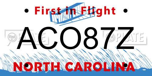 ACO87Z North Carolina License Plate