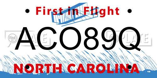 ACO89Q North Carolina License Plate