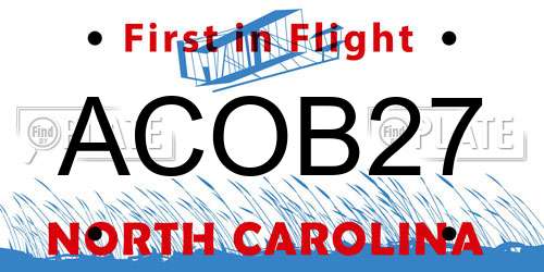 ACOB27 North Carolina License Plate