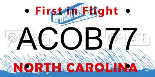 ACOB77 North Carolina License Plate