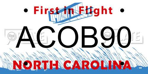 ACOB90 North Carolina License Plate