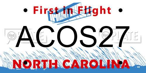 ACOS27 North Carolina License Plate