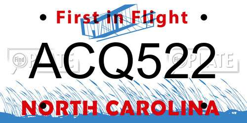 ACQ522 North Carolina License Plate