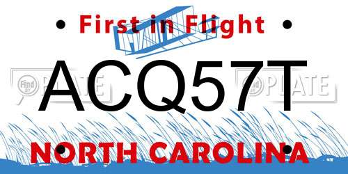 ACQ57T North Carolina License Plate