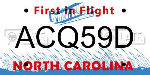 ACQ59D North Carolina License Plate
