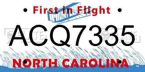 ACQ7335 North Carolina License Plate