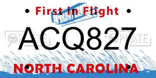 ACQ827 North Carolina License Plate