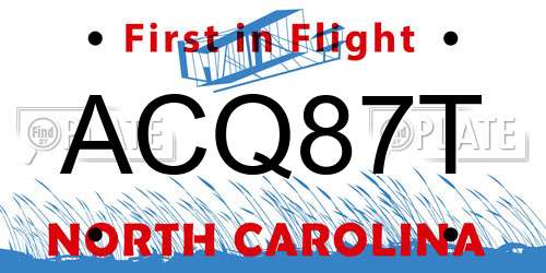 ACQ87T North Carolina License Plate