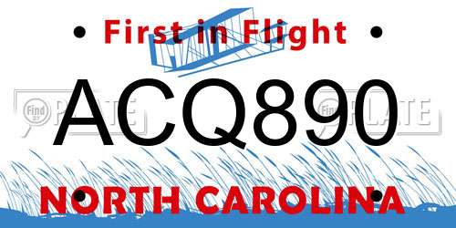 ACQ890 North Carolina License Plate