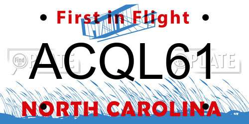ACQL61 North Carolina License Plate