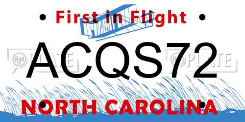ACQS72 North Carolina License Plate
