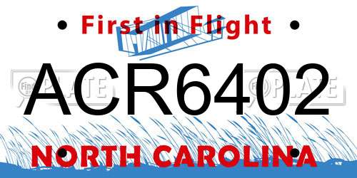 ACR6402 North Carolina License Plate